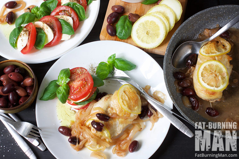 Kalamata Chicken & Caprese Salad Recipe FatBurning Man